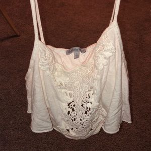 Charlotte Russe white crop top with middle lace